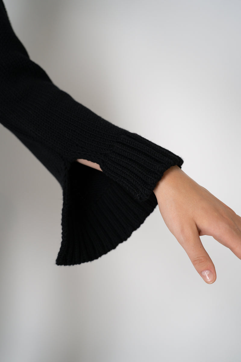 Base Milano Merino Wool Knit Cropped Turtleneck Pullover in Black Vancouver. Shop Online or in Store. 