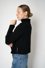 Base Milano Merino Wool Knit Cropped Turtleneck Pullover in Black Vancouver. Shop Online or in Store. 