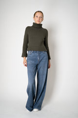 Base Milano Merino Wool Knit Cropped Turtleneck Pullover in Olive Vancouver. Shop Online or in Store. 
