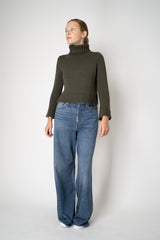 Base Milano Merino Wool Knit Cropped Turtleneck Pullover in Olive Vancouver. Shop Online or in Store. 