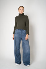 Base Milano Merino Wool Knit Cropped Turtleneck Pullover in Olive Vancouver. Shop Online or in Store. 