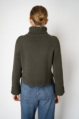Base Milano Merino Wool Knit Cropped Turtleneck Pullover in Olive Vancouver. Shop Online or in Store. 
