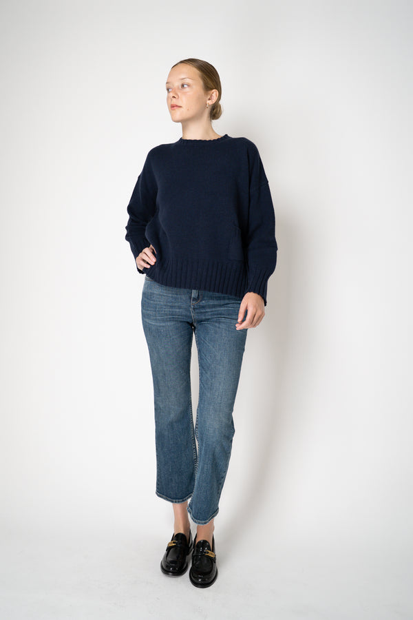 Base Milano Wool Cashmere Knit Crew Neck Sweater in Navy Vancouver. Shop Online or in Store.