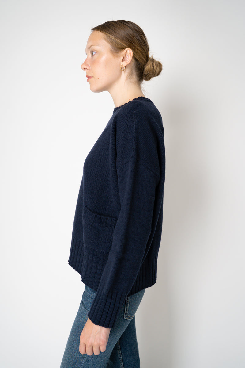 Base Milano Wool Cashmere Knit Crew Neck Sweater in Navy Vancouver. Shop Online or in Store.