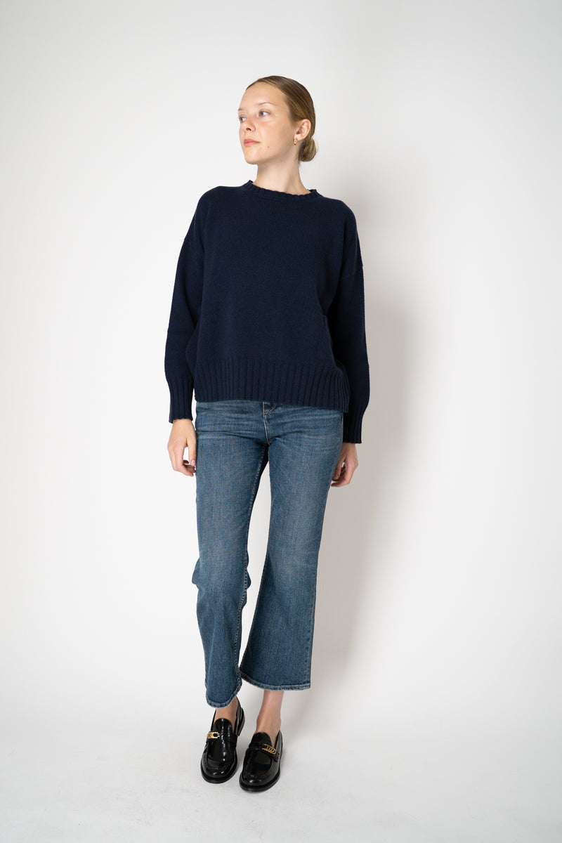 Base Milano Wool Cashmere Knit Crew Neck Sweater in Navy Vancouver. Shop Online or in Store.