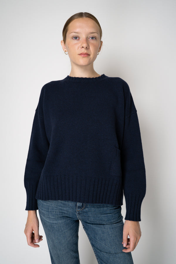 Base Milano Wool Cashmere Knit Crew Neck Sweater in Navy Vancouver. Shop Online or in Store.