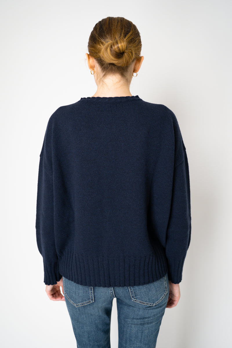 Base Milano Wool Cashmere Knit Crew Neck Sweater in Navy Vancouver. Shop Online or in Store.