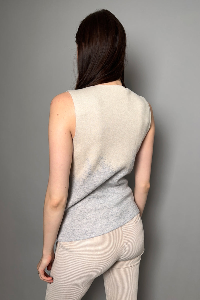 Tonet Intarsia Knit Sleeveless Top Beige and Grey - Ashia Mode - Vancouver, BC
