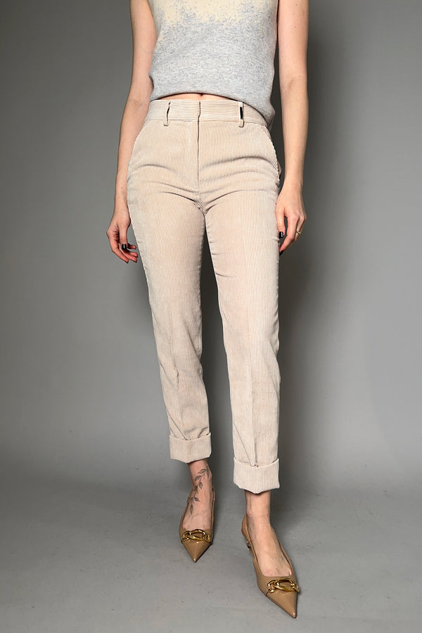 Tonet Corduroy Pants with Cuff in Beige - Ashia Mode - Vancouver, BC