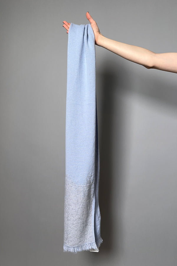 Tonet Intarsia Fringe Knit Scarf in Sky Blue - Ashia Mode – Vancouver, BC