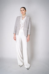 D. Exterior Bouclé Knit Sequin Cardigan with Pearl Details in Grey Vancouver. Shop Online or in Store.