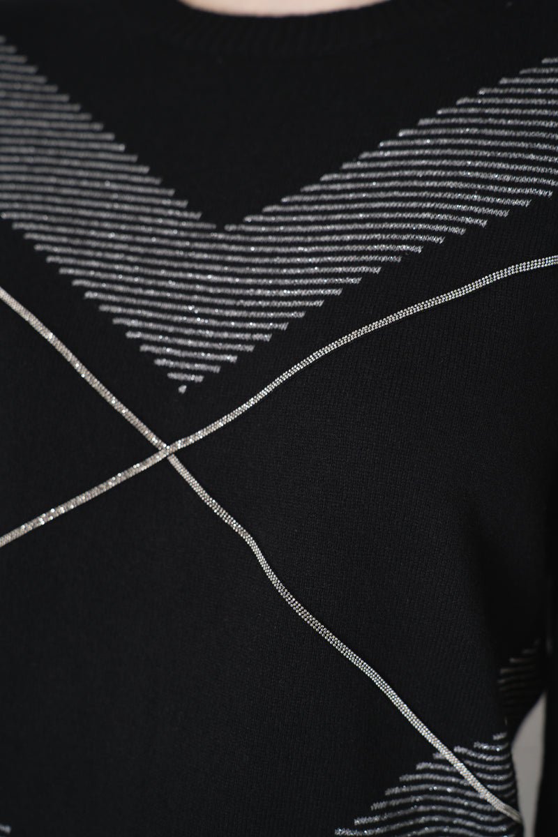 D. Exterior Cashmere Blend Knit Pullover with Brilliant Beading in Black Vancouver. Shop Online or in Store.