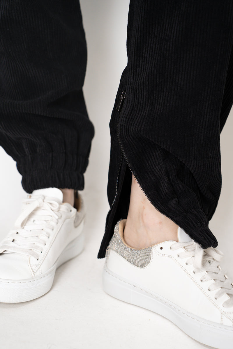 D. Exterior Corduroy Joggers with Zip Cuffs in Black Vancouver. Shop Online or in Store.