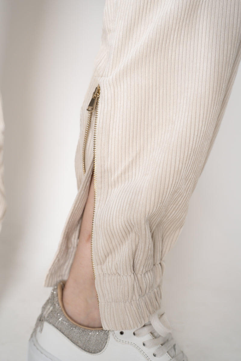 D. Exterior Corduroy Joggers with Zip Cuffs in Light Beige Vancouver. Shop Online or in Store.