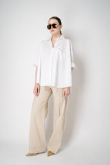 D. Exterior Cotton Poplin A-line Oversized Button-Up with Filo Diamante Emebellished Pocket in White Vancouver. Shop Online or in Store.