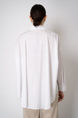 D. Exterior Cotton Poplin A-line Oversized Button-Up with Filo Diamante Emebellished Pocket in White Vancouver. Shop Online or in Store.