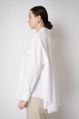 D. Exterior Cotton Poplin A-line Oversized Button-Up with Filo Diamante Emebellished Pocket in White Vancouver. Shop Online or in Store.