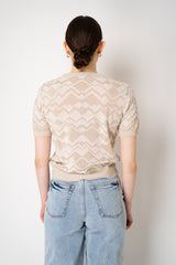 D. Exterior Cotton Viscose Short Sleeve Knit Chevron Top in Cream Melange Vancouver. Shop Online or in Store.