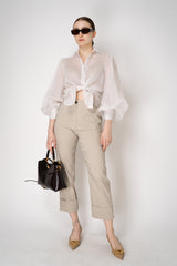 D. Exterior Cotton Voile Pinstripe Blouse with Balloon Sleeves in White Vancouver. Shop Online or in Store.