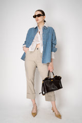 D. Exterior Cotton Voile Pinstripe Blouse with Balloon Sleeves in White Vancouver. Shop Online or in Store.