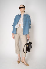 D. Exterior Cotton Voile Pinstripe Blouse with Balloon Sleeves in White Vancouver. Shop Online or in Store.