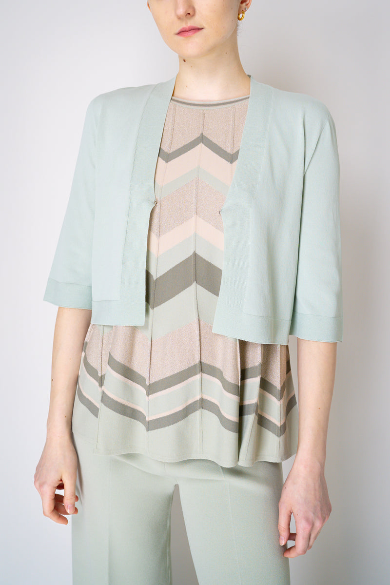 Exterior Cropped Knit Cardigan in Sage Green