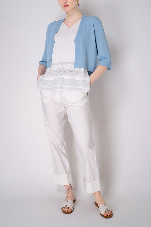 D. Exterior Cropped Knit Cardigan in Sky Blue Vancouver. Shop Online or in Store