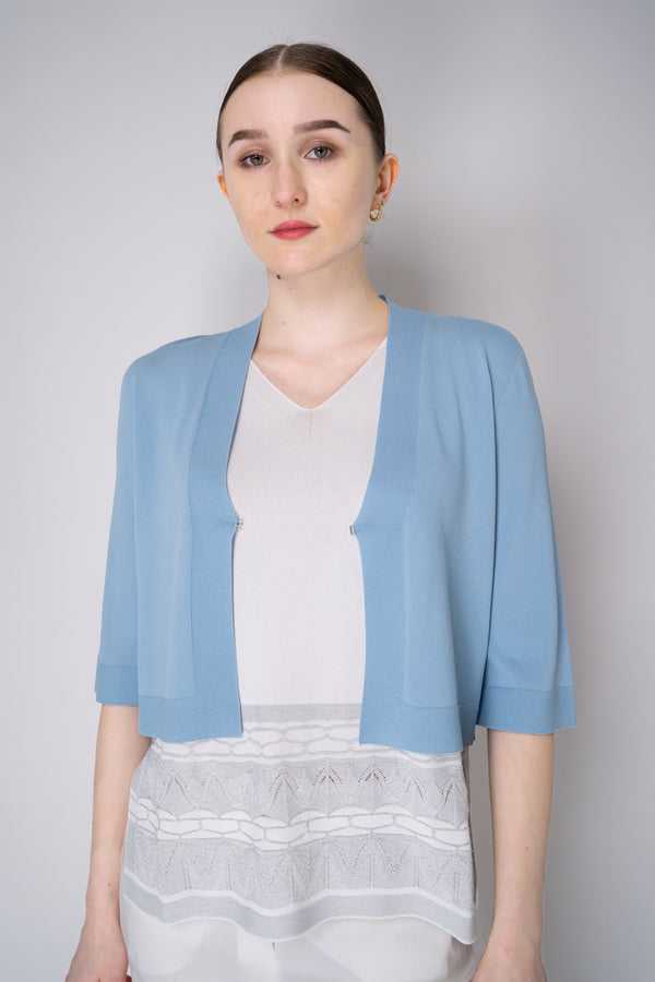 D. Exterior Cropped Knit Cardigan in Sky Blue Vancouver. Shop Online or in Store