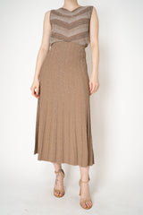 D. Exterior Fluid Drape Panel Sparkle Skirt in Brown Gold Vancouver. Shop Online or in Store.