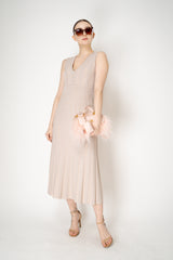 D. Exterior Fluid Drape Sparkle Panel Sleeveless Dress in Sand Vancouver. Shop Online or in Store.