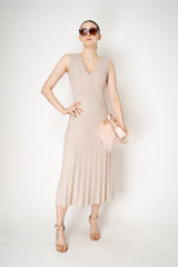 D. Exterior Fluid Drape Sparkle Panel Sleeveless Dress in Sand Vancouver. Shop Online or in Store.