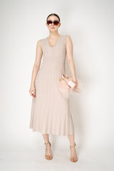 D. Exterior Fluid Drape Sparkle Panel Sleeveless Dress in Sand Vancouver. Shop Online or in Store.