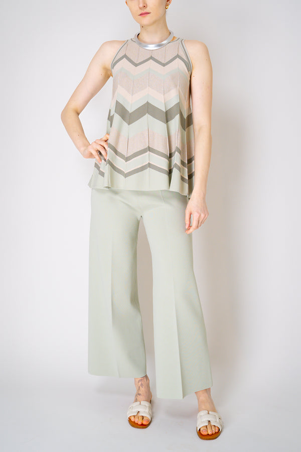 D. Exterior Knit A-Line Top in Green and Cream Chevron Pattern Vancouver. Shop Online or in Store