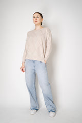 D. Exterior Knit Diamond Checkered Lurex Crew Neck Sweater in Beige Vancouver. Shop Online or in Store.