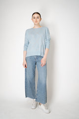 D. Exterior Knit Diamond Checkered Lurex Crew Neck Sweater in Light Blue Vancouver. Shop Online or in Store.