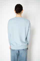 D. Exterior Knit Diamond Checkered Lurex Crew Neck Sweater in Light Blue Vancouver. Shop Online or in Store.