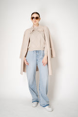 D. Exterior Knit Diamond Cropped Checkered Lurex Crew Neck Sweater in Beige Vancouver. Shop Online or in Store.