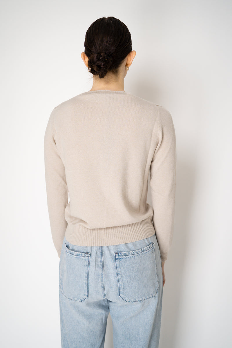 D. Exterior Knit Diamond Cropped Checkered Lurex Crew Neck Sweater in Beige Vancouver. Shop Online or in Store.