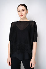 D. Exterior Knit Lurex Blouse with Detailed Lace Hem in Black Vancouver. Shop Online or in Store.