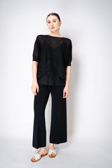 D. Exterior Knit Lurex Blouse with Detailed Lace Hem in Black Vancouver. Shop Online or in Store.