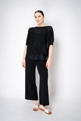 D. Exterior Knit Lurex Blouse with Detailed Lace Hem in Black Vancouver. Shop Online or in Store.