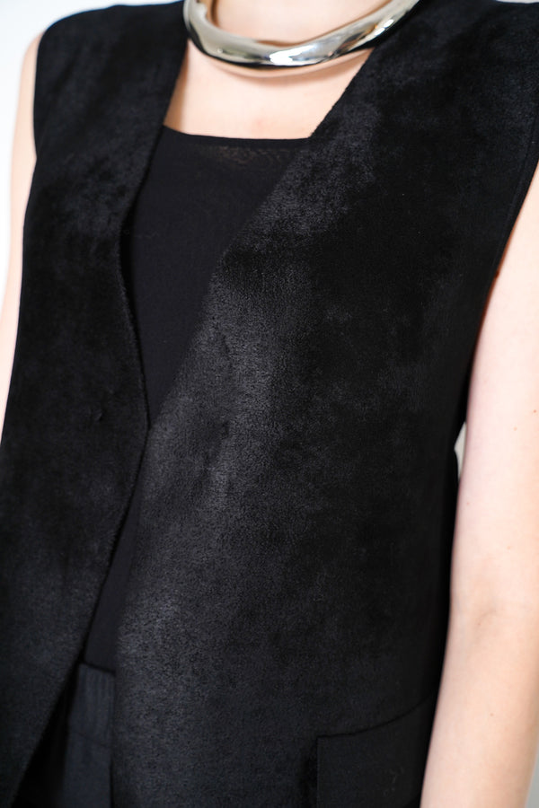 D. Exterior Knit Velvet Suede Cardigan Vest in Black Vancouver. Shop Online or in Store.