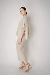D. Exterior Lightweight Wool Alpaca Knit Sequined Poncho in Latte Vancouver. Shop Online or in Store.
