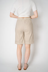 D. Exterior Linen Bermuda Shorts with Brilliant Beading Pockets in Beige Vancouver. Shop Online or in Store.