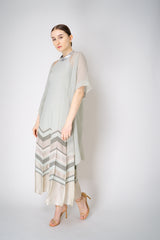 D. Exterior Long Ribbed Knit Dress with Lurex Details in Sage Green Vancouver. Shop Online or in Store