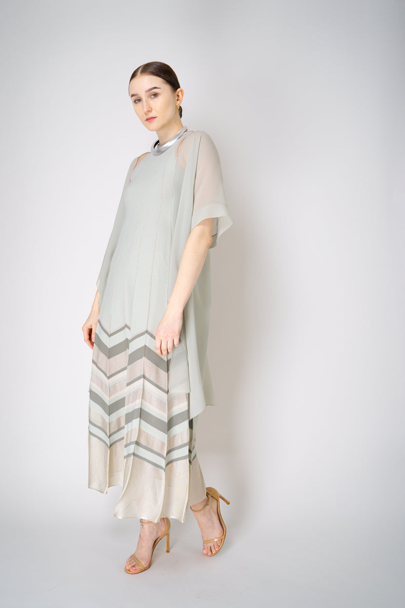 D. Exterior Long Ribbed Knit Dress with Lurex Details in Sage Green Vancouver. Shop Online or in Store