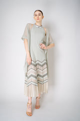 D. Exterior Long Ribbed Knit Dress with Lurex Details in Sage Green Vancouver. Shop Online or in Store