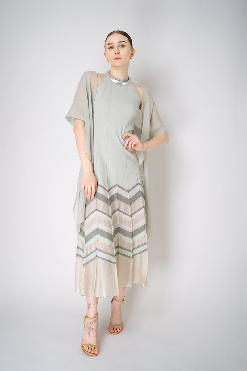D. Exterior Long Ribbed Knit Dress with Lurex Details in Sage Green Vancouver. Shop Online or in Store