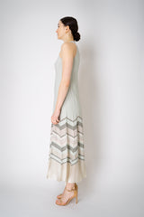 D. Exterior Long Ribbed Knit Dress with Lurex Details in Sage Green Vancouver. Shop Online or in Store