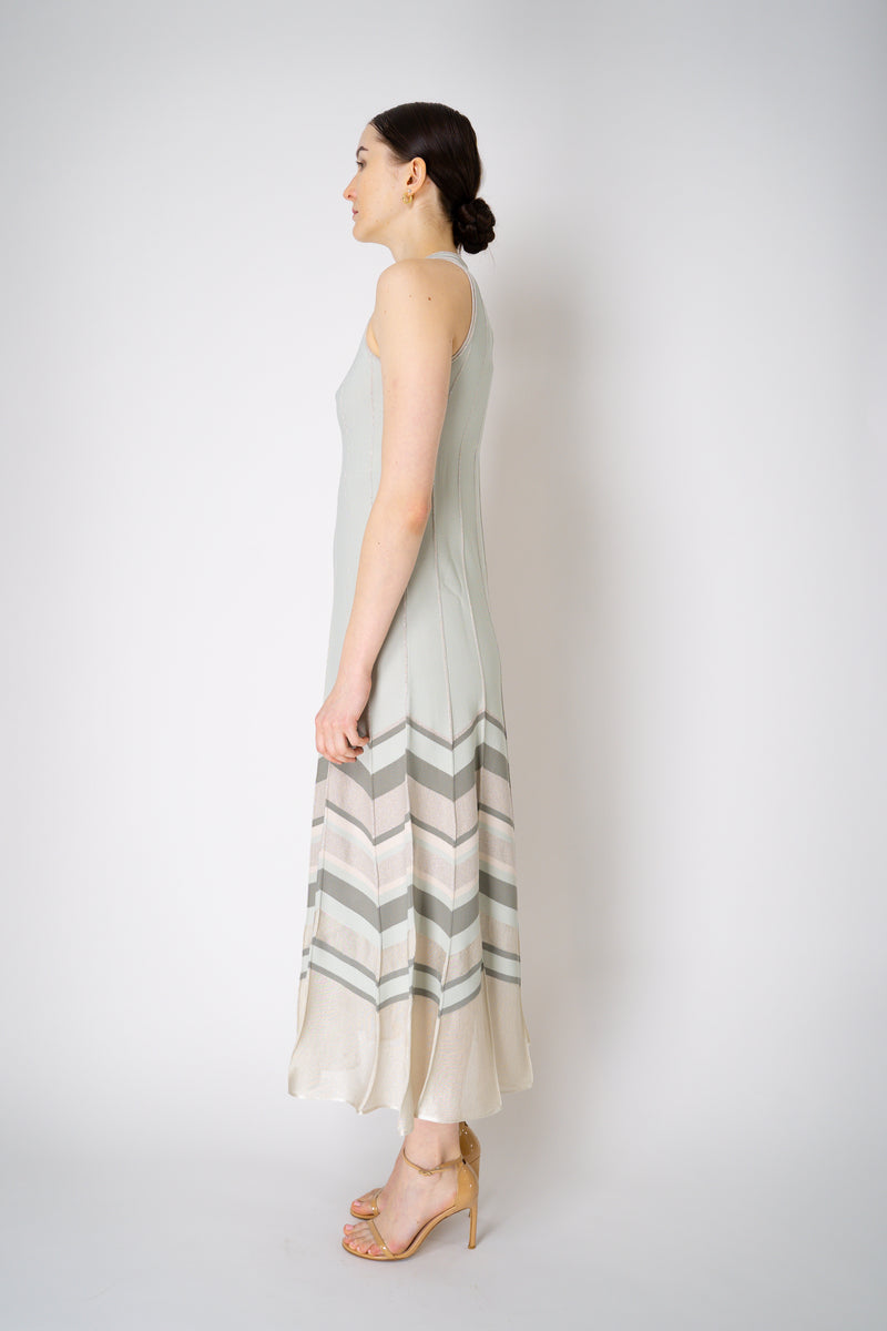 D. Exterior Long Ribbed Knit Dress with Lurex Details in Sage Green Vancouver. Shop Online or in Store